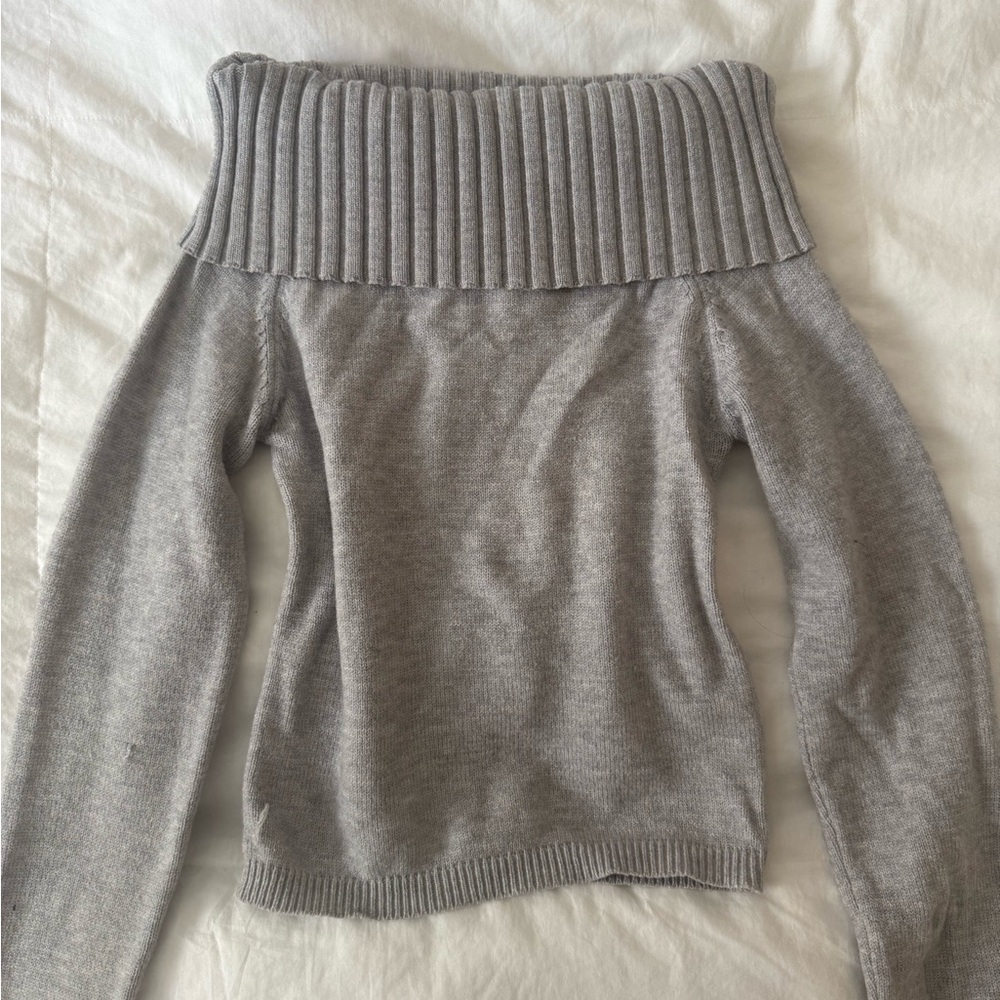 Gray Off-Shoulder Women Sweater